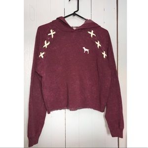 Victorias Secret Lace Up Cropped Hoodie